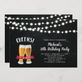 Chalkboard, Cheers 30th Birthday Party Invitation Kaart (Voorkant / Achterkant)