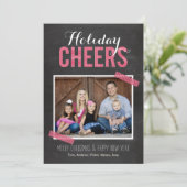 Chalkboard Cheers Holiday-fotokaarten Feestdagenkaart (Staand voorkant)