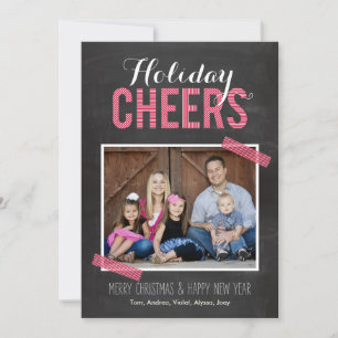 Chalkboard Cheers Holiday-fotokaarten Feestdagenkaart