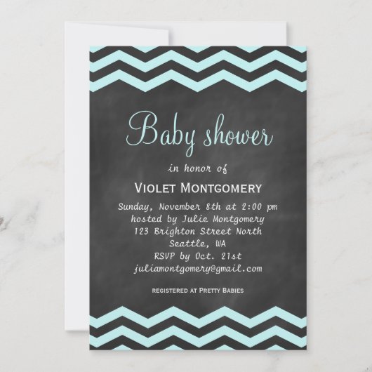 Chalkboard & Chevron Baby shower Uitnodiging (Voorkant)