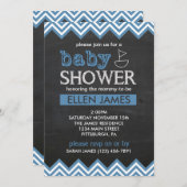 Chalkboard Chevron Boy Baby shower Invitation Kaart (Voorkant / Achterkant)