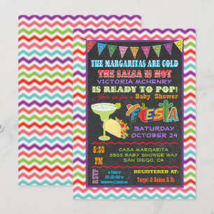 Chalkboard Chevron Mexican Fiesta Baby shower Kaart