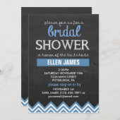 Chalkboard Chevron Vrijgezellenfeest Blue Kaart (Voorkant / Achterkant)