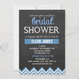 Chalkboard Chevron Vrijgezellenfeest Blue Kaart
