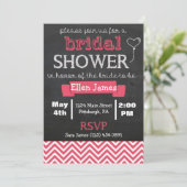 Chalkboard Chevron Vrijgezellenfeest Coral Pink Kaart (Staand voorkant)