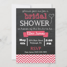 Chalkboard Chevron Vrijgezellenfeest Coral Pink Kaart