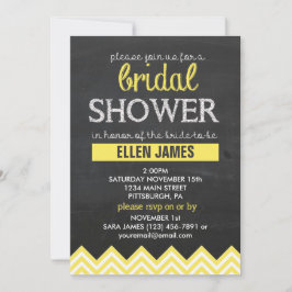 Chalkboard Chevron Vrijgezellenfeest Yellow Kaart