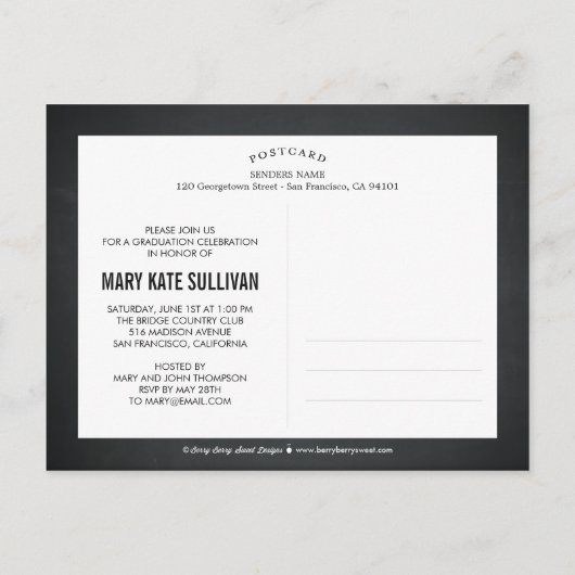 Chalkboard Chic Afstuderen aankondiging (Achterkant)