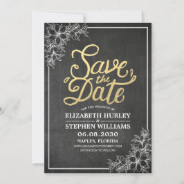 Chalkboard Chic Floral Lijst Wedding Save the Date