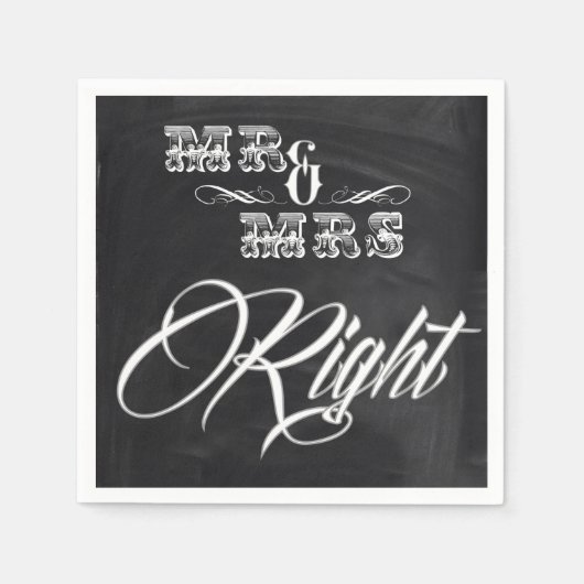 Chalkboard chique  typografie MR en MRS Servet (Voorkant)