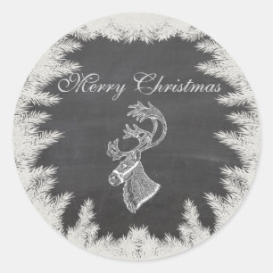 Chalkboard chique vakantie Kerstmis rendieren wint Ronde Sticker