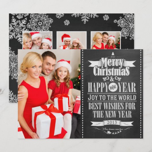 Chalkboard Chrismas nieuwe jaren | Vakantieknopkaa Feestdagenkaart (Voorkant / Achterkant)