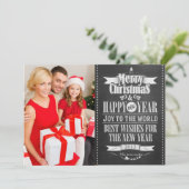 Chalkboard Chrismas nieuwe jaren | Vakantieknopkaa Feestdagenkaart (Staand voorkant)