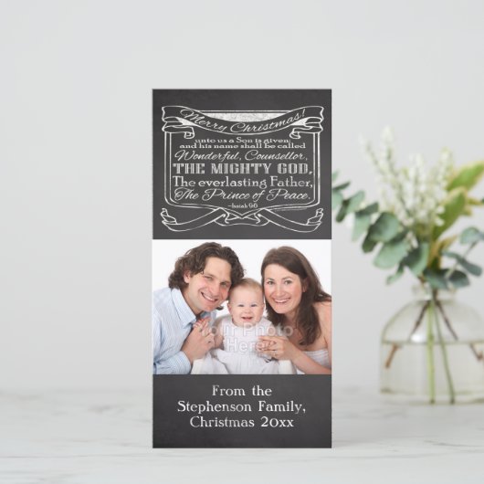 Chalkboard Christelijk Kerst Feestdagenkaart (Staand voorkant)