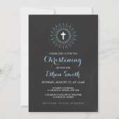 Chalkboard Christening/Baptism Uitnodiging - Blauw (Voorkant)