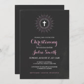 Chalkboard Christening/Baptism Uitnodiging - Roze (Voorkant / Achterkant)