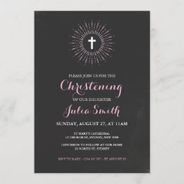 Chalkboard Christening/Baptism Uitnodiging - Roze
