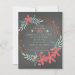 Chalkboard Christian Christmas Card Feestdagenkaart<br><div class="desc">Rustic pink and teal blue rustic werath Christian chalkboard Christmas card. This country Christian Christmas flat chalkboard Christmas card is easily customized with your details.</div>