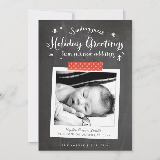 Chalkboard Christmas Baby Aankondiging (Voorkant)