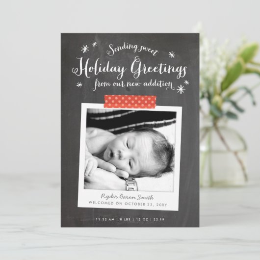 Chalkboard Christmas Baby Aankondiging (Staand voorkant)