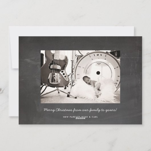 Chalkboard Christmas Baby Aankondiging (Achterkant)