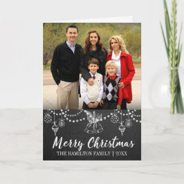 Chalkboard Christmas Folded Photo Card Feestdagen Kaart
