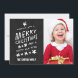 CHALKBOARD CHRISTMAS HOLIDAY FOTO CARD FEESTDAGENKAART<br><div class="desc">CHALKBOARD CHRISTMAS HOLIDAY FOTO CARD. Fun chalk font used on a black chalkboard effect background. Ik wens u een prettig kerstfeest en een gelukkig nieuwjaar. Personaliseer je jouw naam en familiefoto. Elke Clarke© voor Monogram Gallery.</div>
