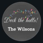 Chalkboard Christmas Lights vakantie stickers<br><div class="desc">Krijtbord kerstverlichting,  dek de hallen stickers</div>