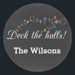 Chalkboard Christmas Lights vakantie stickers<br><div class="desc">Krijtbord kerstverlichting,  dek de hallen stickers</div>