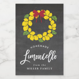 Chalkboard Christmas limoncello krans, label Voedselcontainer Etiket