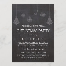 Chalkboard Christmas Ornaments Party Uitnodiging