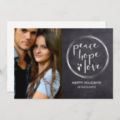 Chalkboard Christmas PEACE HOPE LOVE Gepersonalise Feestdagenkaart (Voorkant / Achterkant)