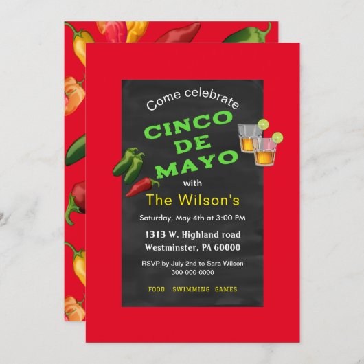 Chalkboard Cinco de Mayo Kaart (Voorkant / Achterkant)