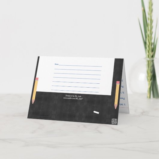 Chalkboard Classroom Resource Organizer Note Card Kaart (Achterkant)