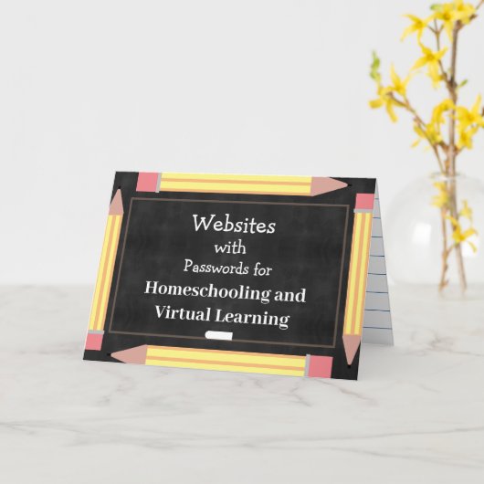 Chalkboard Classroom Resource Organizer Note Card Kaart (Gele Bloem)