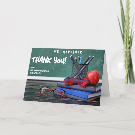 Chalkboard Classroom Teacher Waardering Bedankkaart (Voorkant)