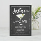Chalkboard Cocktail Party Halloween Party Kaart (Staand voorkant)