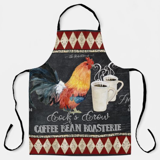 Chalkboard Coffee Art Waterverf Mokken op rooster Schort (Voorkant)