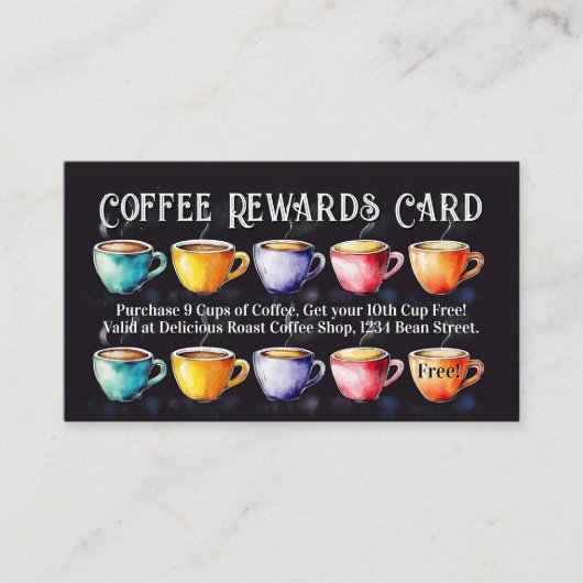 Chalkboard Coffee Shop Rewards Loyalty Punch Card Visitekaartje (Voorkant)