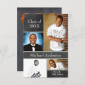 Chalkboard Collage Basketball-3x5Afstudeerder Aank Kaart (Voorkant / Achterkant)