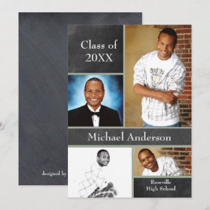 Chalkboard Collage Basketball - Grad Annocement Kaart