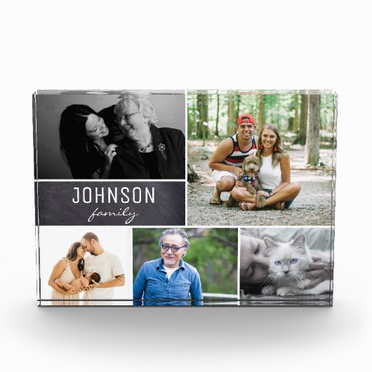 Chalkboard Collage Name en Family Photos Fotoblokken (Voorkant)