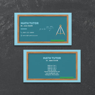 Chalkboard & Compas Wiskunde Tutor Visitekaartje