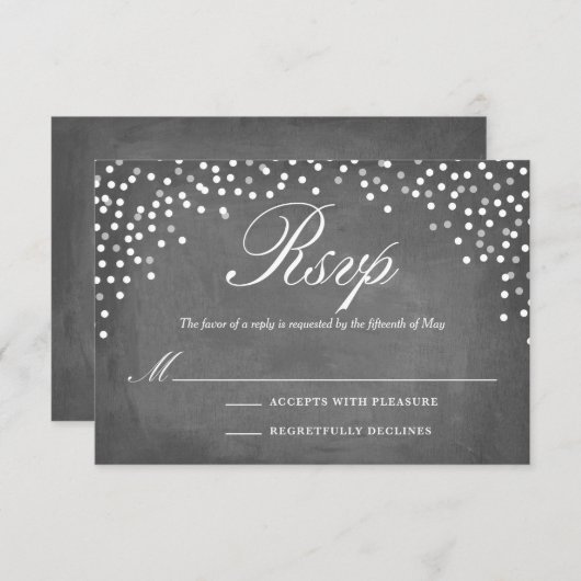 Chalkboard Confetti Stippen RSVP (Voorkant / Achterkant)