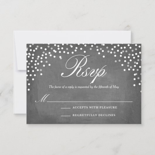 Chalkboard Confetti Stippen RSVP Kaartje (Voorkant)
