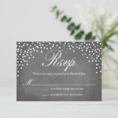 Chalkboard Confetti Stippen RSVP Kaartje (Staand voorkant)
