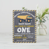 Chalkboard Construction 1st Birthday Invitation Kaart (Staand voorkant)
