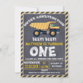 Chalkboard Construction 1st Birthday Invitation Kaart (Voorkant)