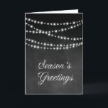 Chalkboard Corporate Holiday Card - Twinkle Lights Feestdagen Kaart<br><div class="desc">Koorden van kronkelende lichten en een dunne "Seizoensgroet" versieren de voorkant van deze krijtbord Corporate Holiday Card,  waardoor het een elegante en stijlvolle keuze is voor uw bedrijf.</div>
