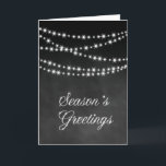 Chalkboard Corporate Holiday Card - Twinkle Lights Feestdagen Kaart<br><div class="desc">Koorden van kronkelende lichten en een dunne "Seizoensgroet" versieren de voorkant van deze krijtbord Corporate Holiday Card,  waardoor het een elegante en stijlvolle keuze is voor uw bedrijf.</div>